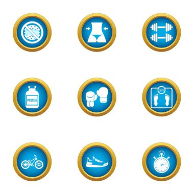 Spor gün simgeler ayarla, stil düz