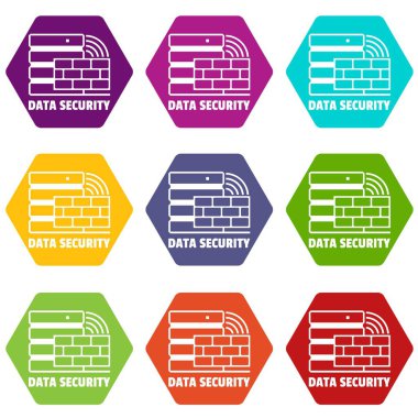 9 vektör veri güvenlik Icons set