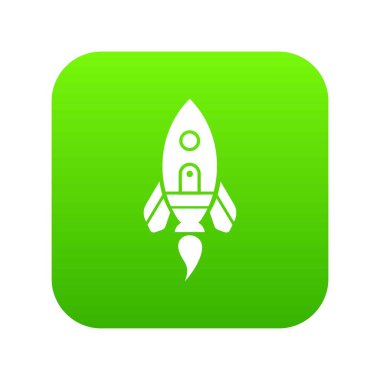 Roket uzay gemisi yeşil simge vektör