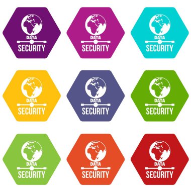 9 vektör genel veri güvenlik Icons set