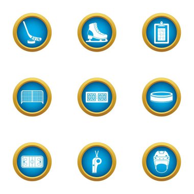 Buz spor Icons set, düz stil