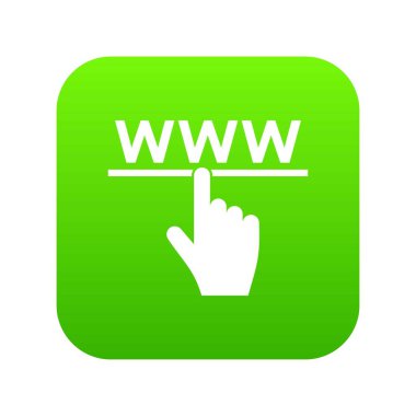 Web sitesi ve imleç simgesi dijital yeşil el