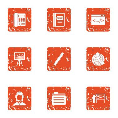Öğrenme online simgeleri hazır, grunge tarzı