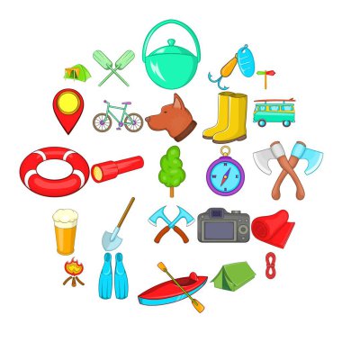 Arazi Icons set, karikatür tarzı