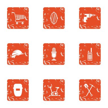 Hazırlık Icons set, grunge tarzı