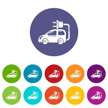 Elektrikli otomobil simgeler vektör renk ayarla