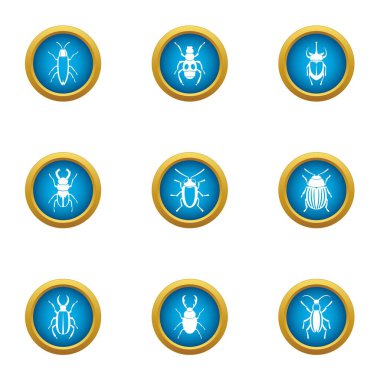 Hata Icons set, düz stil korkusu