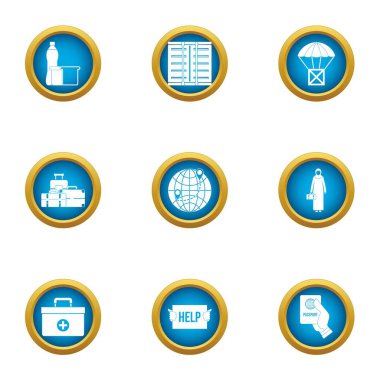 Dünya bakım simgeleri ayarla, stil düz