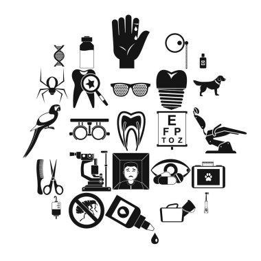 Yakınları Icons set, basit tarzı