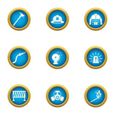 Tehlikeli işler Icons set, düz stil