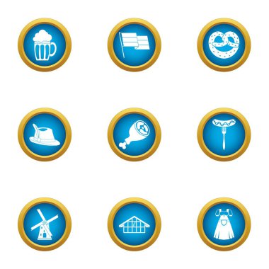 Bira bir gün Icons set, düz stil