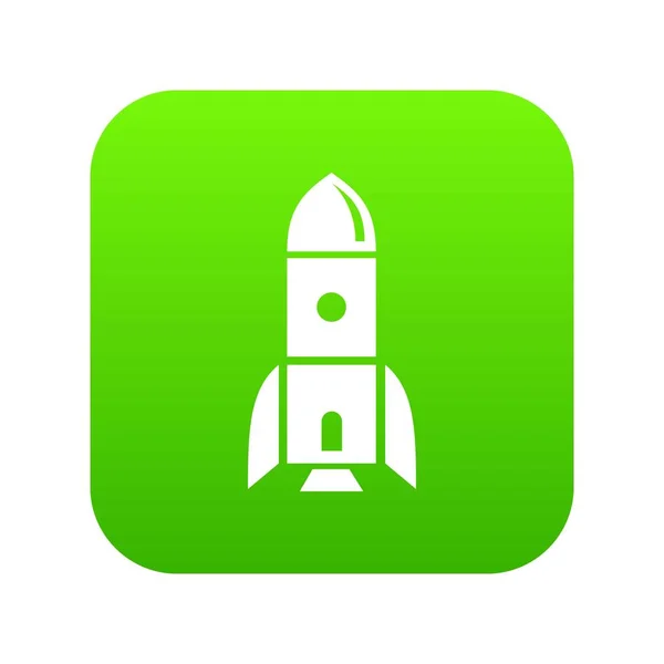 Rocket astronomy icon green vector — Stock Vector