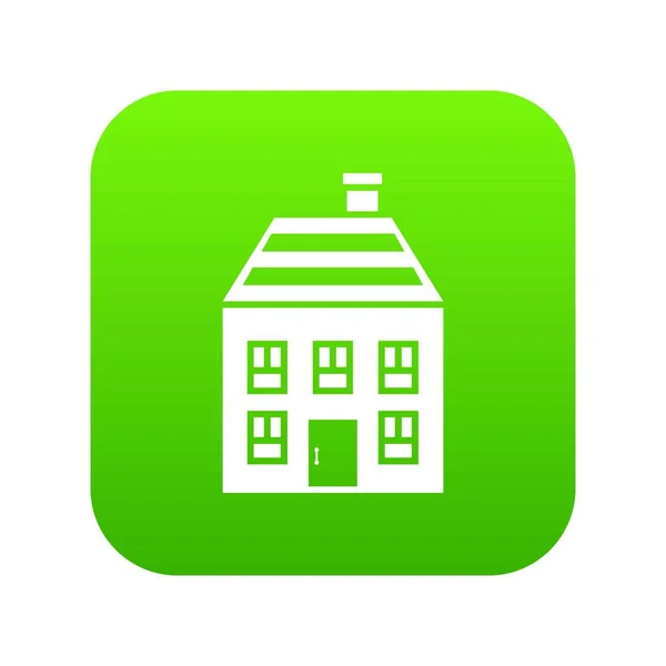 Zweistöckiges Haus mit Schornstein-Symbol digital green — Stockvektor