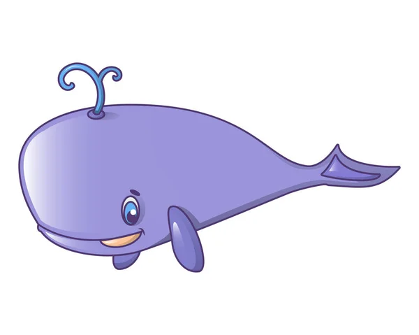 Фіолетовий кит значок, мультиплікаційний стиль — стоковий вектор