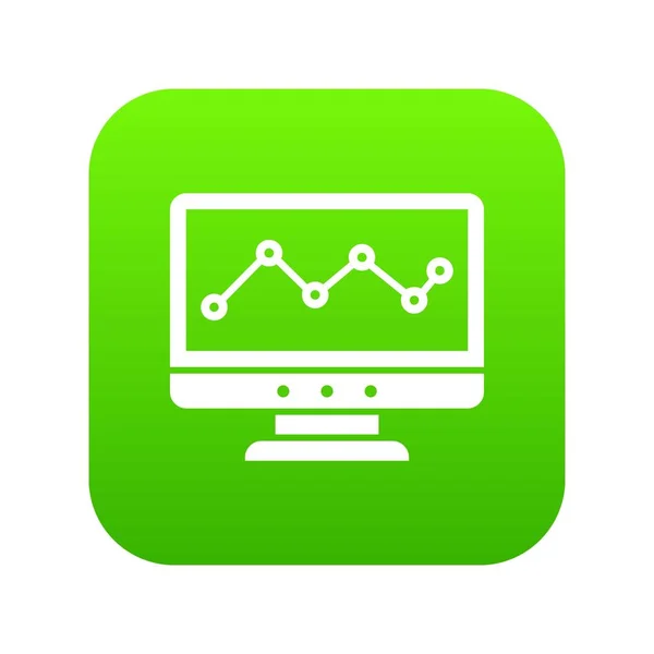 Gráfico en la pantalla del ordenador icono digital verde — Vector de stock