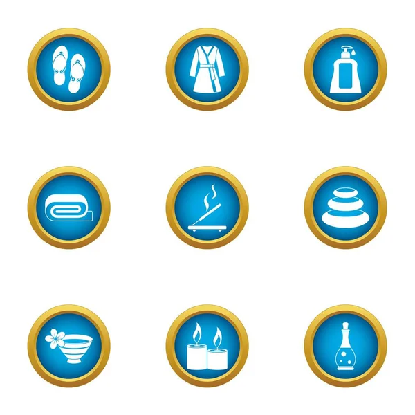 Relaxing bath icons set, flat style — Stock Vector