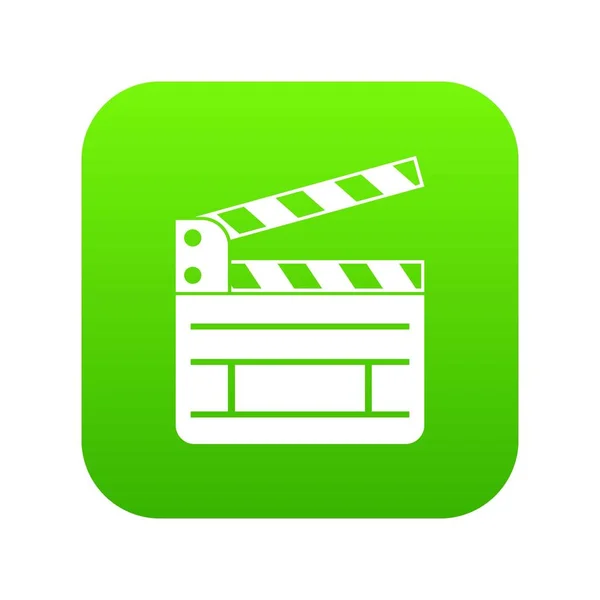 Clapperboard icône numérique vert — Image vectorielle