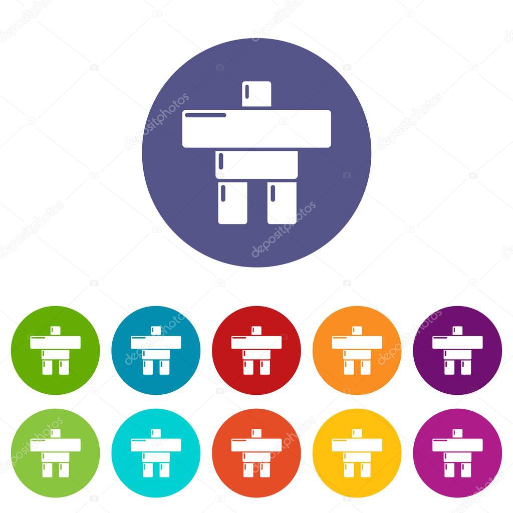 Stone sculpture canada icons color set vector for any web design on white background