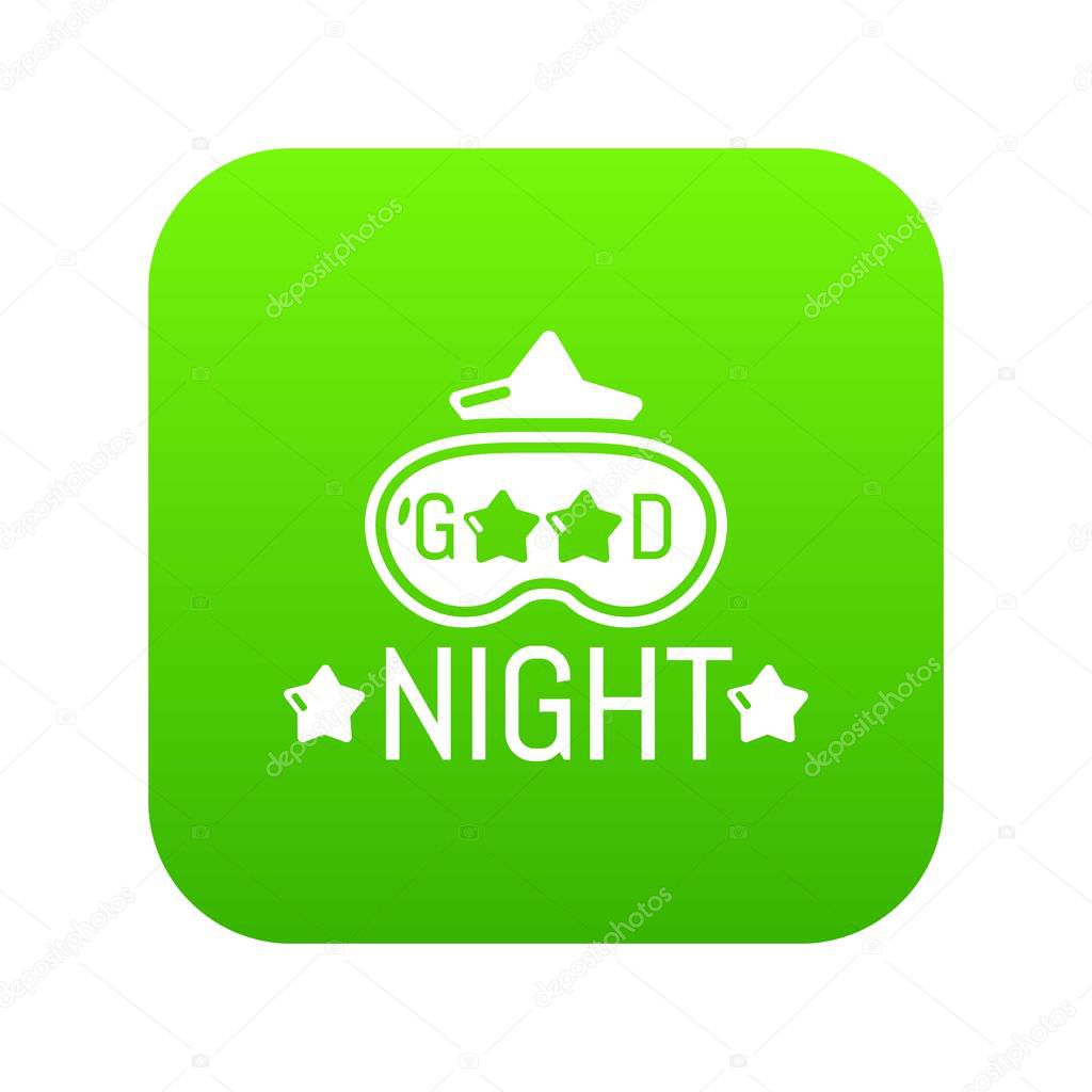 Good night icon green vector isolated on white background