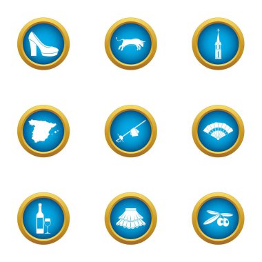 Kent kültürü Icons set, düz stil