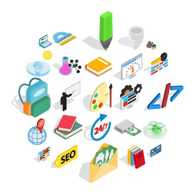 Kimyasal madde Icons set, izometrik stili