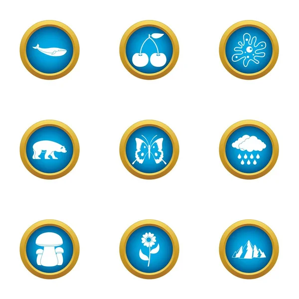 Varietà di set di icone viventi, stile piatto — Vettoriale Stock