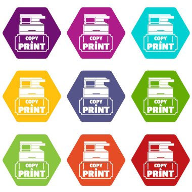 Copy and print icons set 9 vector clipart
