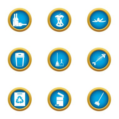 Icons set, düz stil şeyler