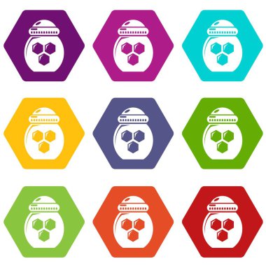 9 vektör kavanoz bal Icons set