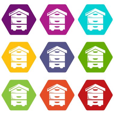 9 vektör ahşap kovan Icons set