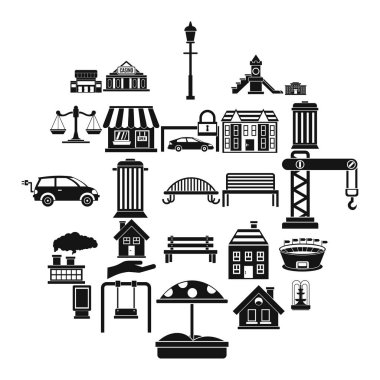 Banklar Icons set, basit tarzı