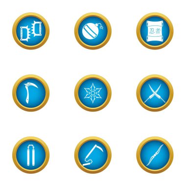 Çelik silah Icons set, düz stil
