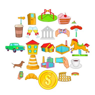 Pazar Icons set, karikatür tarzı