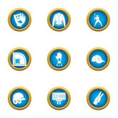 Spor Icons set, düz stil için koruma