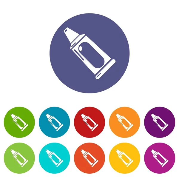 Dentifricio tubo icone impostare il colore del vettore — Vettoriale Stock