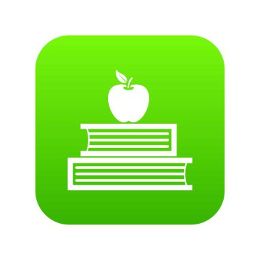 Kitap ve elma simgesi dijital yeşil