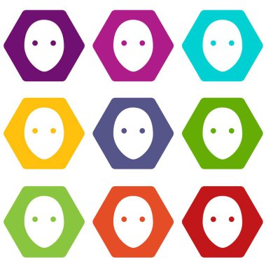 9 vektör hokeyi kaleci kask Icons set