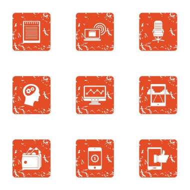Cep telefonu teknolojisi simgeler kümesi, grunge tarzı