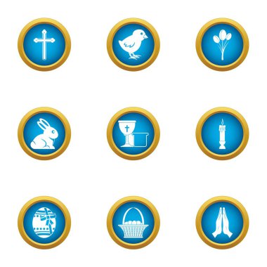 Paskalya günü simgeler ayarla, stil düz