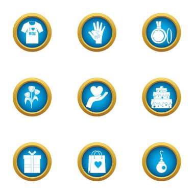 Bir hediye Icons set mevcut. Düz 9 sunmak bir hediye vektör beyaz arka plan üzerinde izole web için simgeler