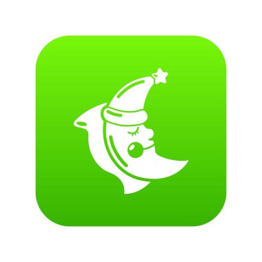 Uyku ay yeşil simge vektör