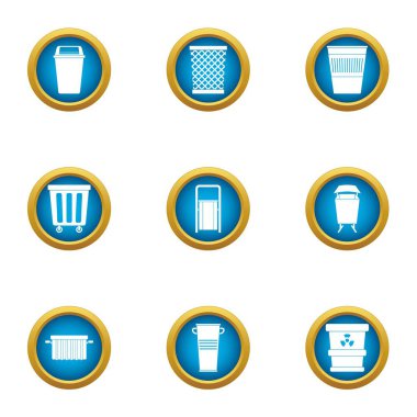 Kalkık Icons set, düz stil