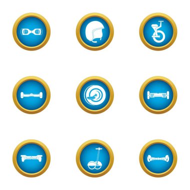 İki tekerlekli simge seti, düz stil