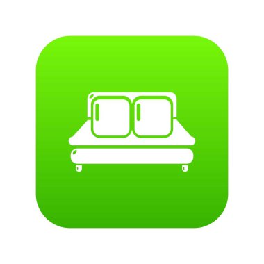 Çift kişilik yatak yeşil simge vektör