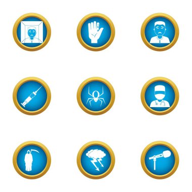 Tıp Fakültesi Icons set, düz stil