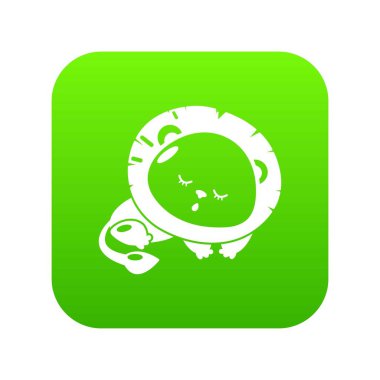 Uyuyan aslanı yeşil simge vektör