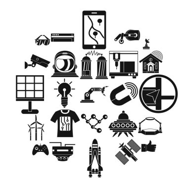 Yakın gelecekteki Icons set, basit tarzı: