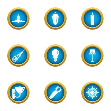 Parlak şey Icons set, düz stil