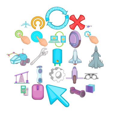 Gelişmiş teknolojileri Icons set, karikatür tarzı