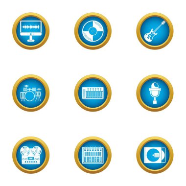 Müzik eşliğinde Icons set, düz stil